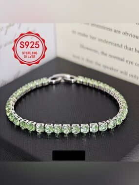 7CT Green Lab Created Diamond Tennis Bracelet 925 Sterling Silver